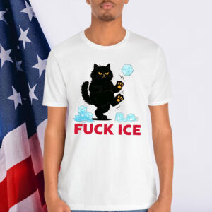 Anti Trump Fuck Ice Funny Black Cat T-Shirt