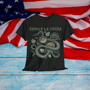 Chinga La Migra Shirt Folk Art Snake Floral Design Shirt