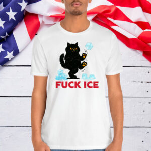Fuck Ice Funny Black Cat Shirt