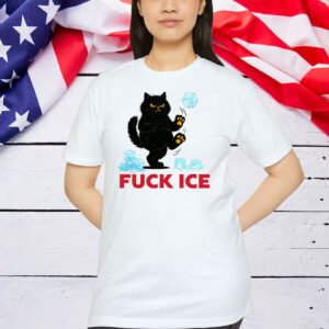Fuck Ice Funny Black Cat Shirt