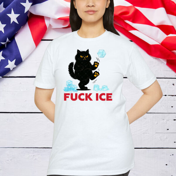 Fuck Ice Funny Black Cat Shirt
