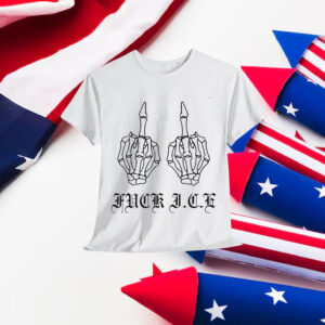 Fuck Ice Skeleton Middle Finger T-Shirt