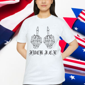 Fuck Ice Skeleton Middle Finger T-Shirt