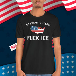 No Human Is Illegal Fuck Ice America Flag Shirt