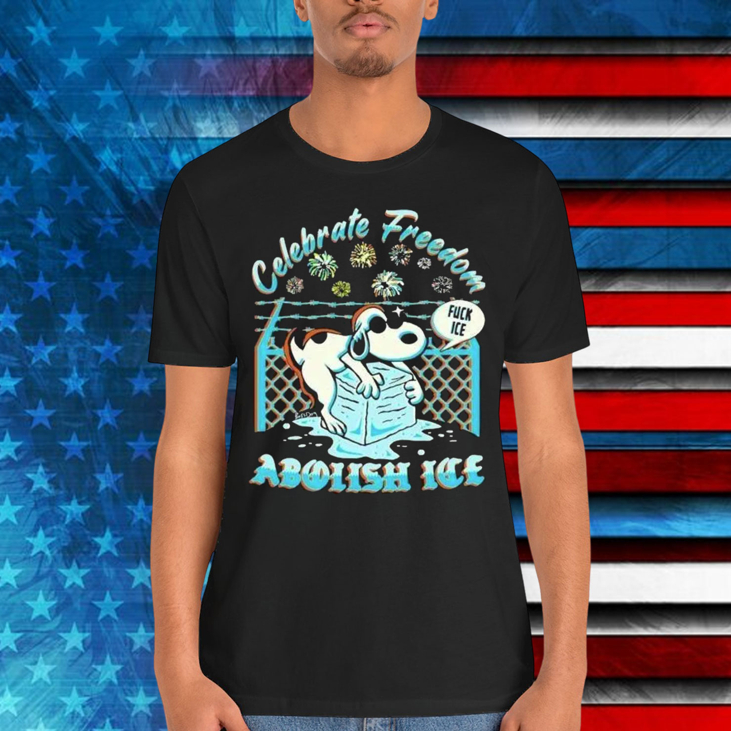 Snoopy The Peanuts Celebrate Freedom Abolish Ice Fuck T-Shirt