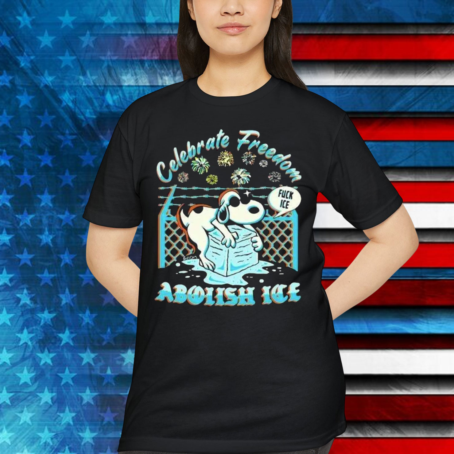 Snoopy The Peanuts Celebrate Freedom Abolish Ice Fuck T-Shirt