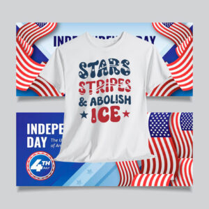 Stars Stripes and Abolish ICE Shirt
