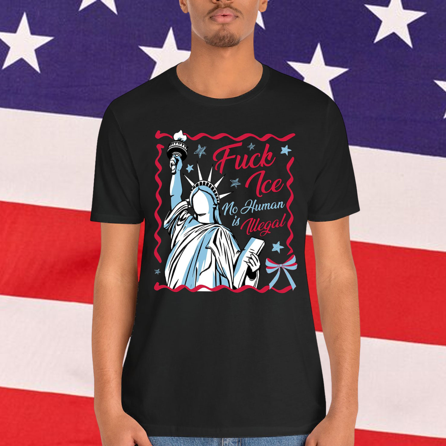 Statue Of Liberty Fuck Ice No Human Is Illegal T-Shirt